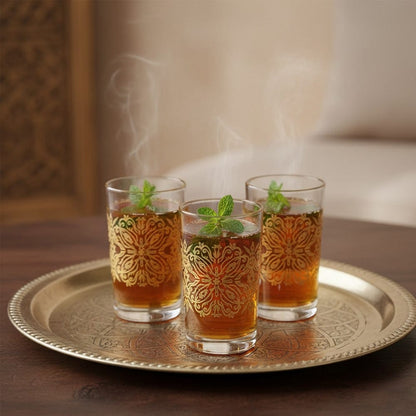 Alpha55 Set de 12 verres à thé 15 cl Oriental doré