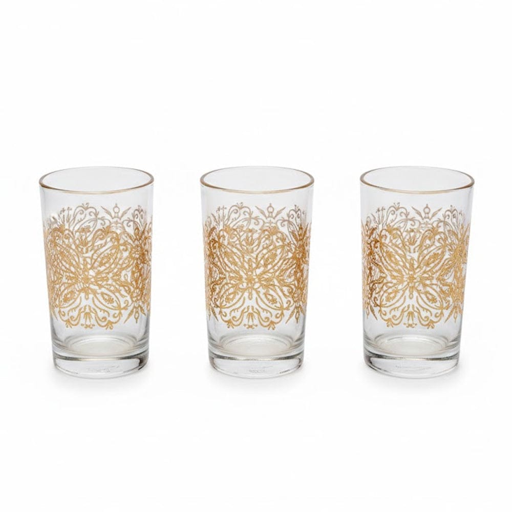 Alpha55 Set de 12 verres à thé 15 cl Oriental doré