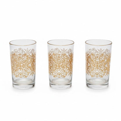 Alpha55 Set de 12 verres à thé 15 cl Oriental doré