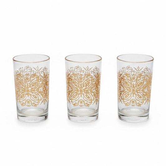 Alpha55 Set de 12 verres à thé 15 cl Oriental doré