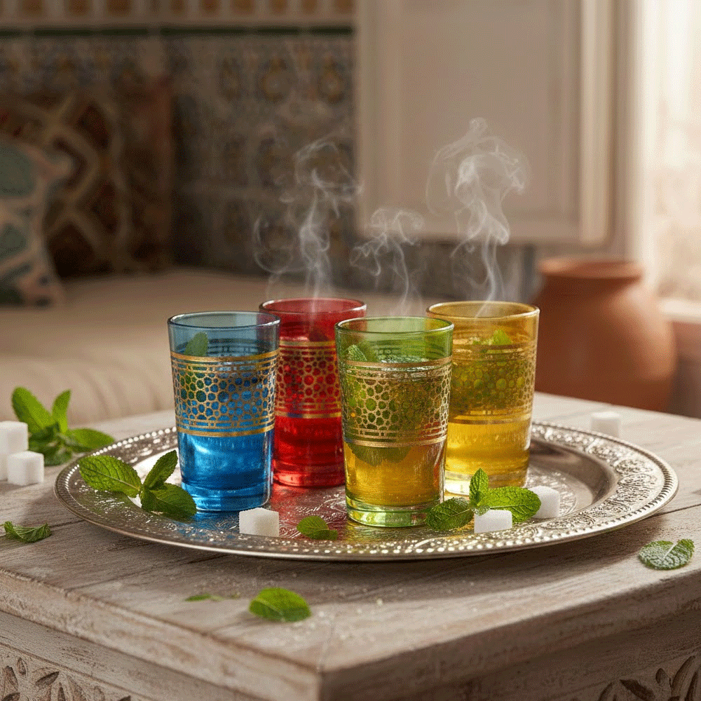 Alpha55 Set de 12 verres à thé 15 cl Zellige doré