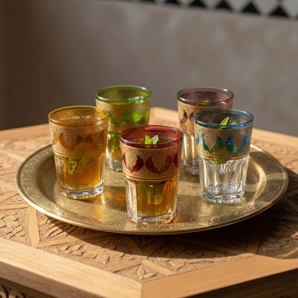 Alpha55 Set de 12 verres à thé 18 cl triangle doré