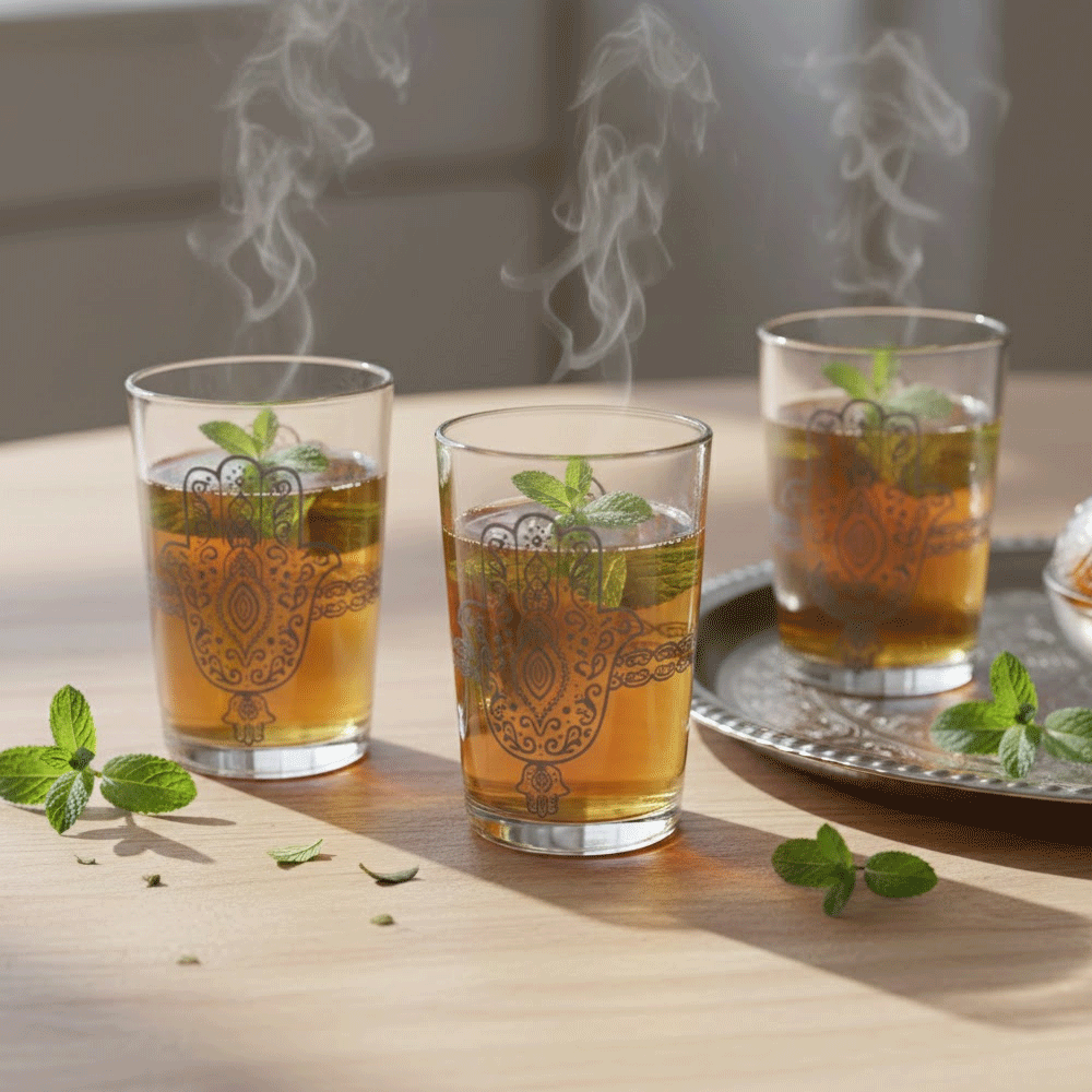 Alpha55 Set de 12 verres à thé 20 cl Khmissa argent