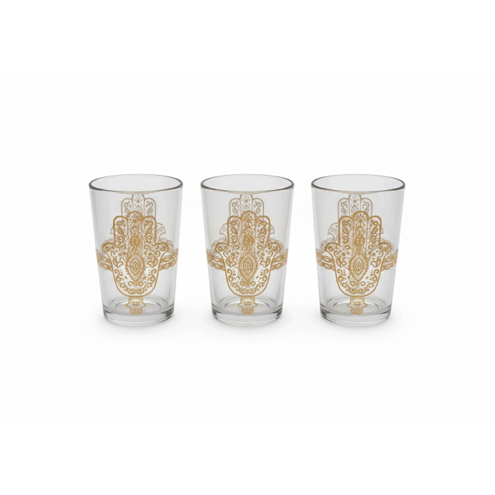 Alpha55 Set de 12 verres à thé 20 cl Khmissa doré
