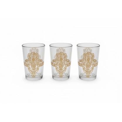 Alpha55 Set de 12 verres à thé 20 cl Khmissa doré