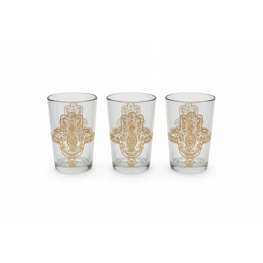 Alpha55 Set de 12 verres à thé 20 cl Khmissa doré