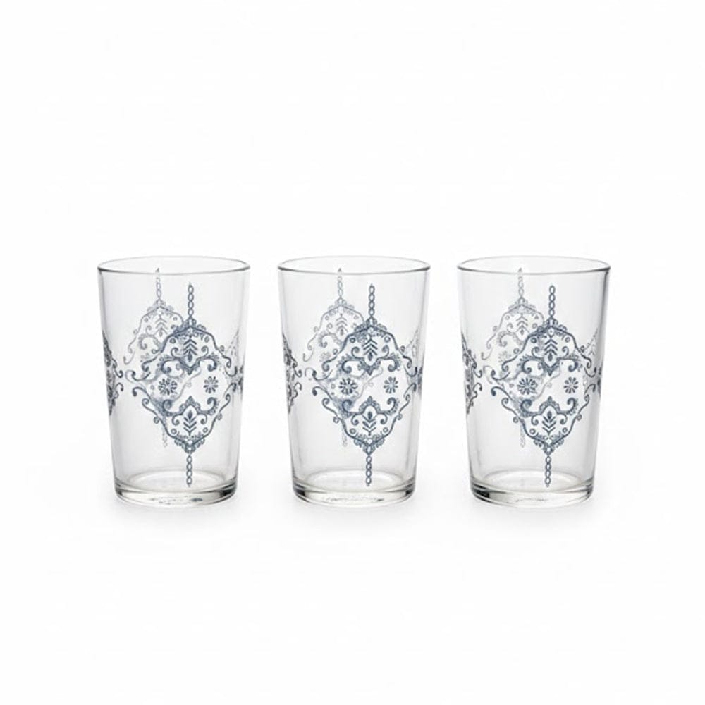 Alpha55 Set de 12 verres à thé 20 cl losange fleuri argent