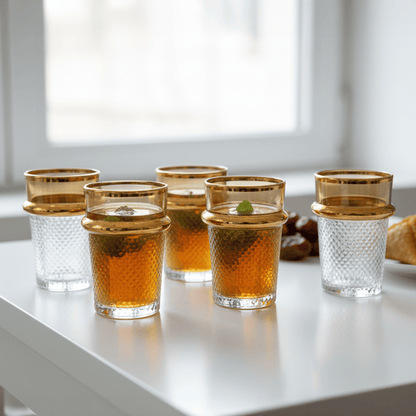 Alpha55 Set de 12 Verres à Thé Bou9 – Motif Diamant