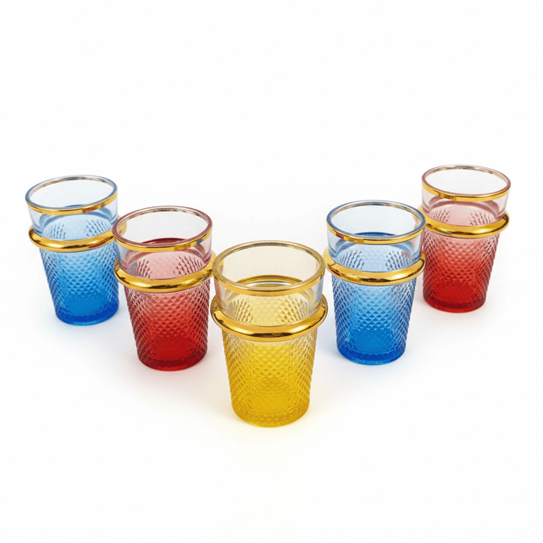 Alpha55 Set de 12 Verres à Thé Bou9 – Motif Diamant