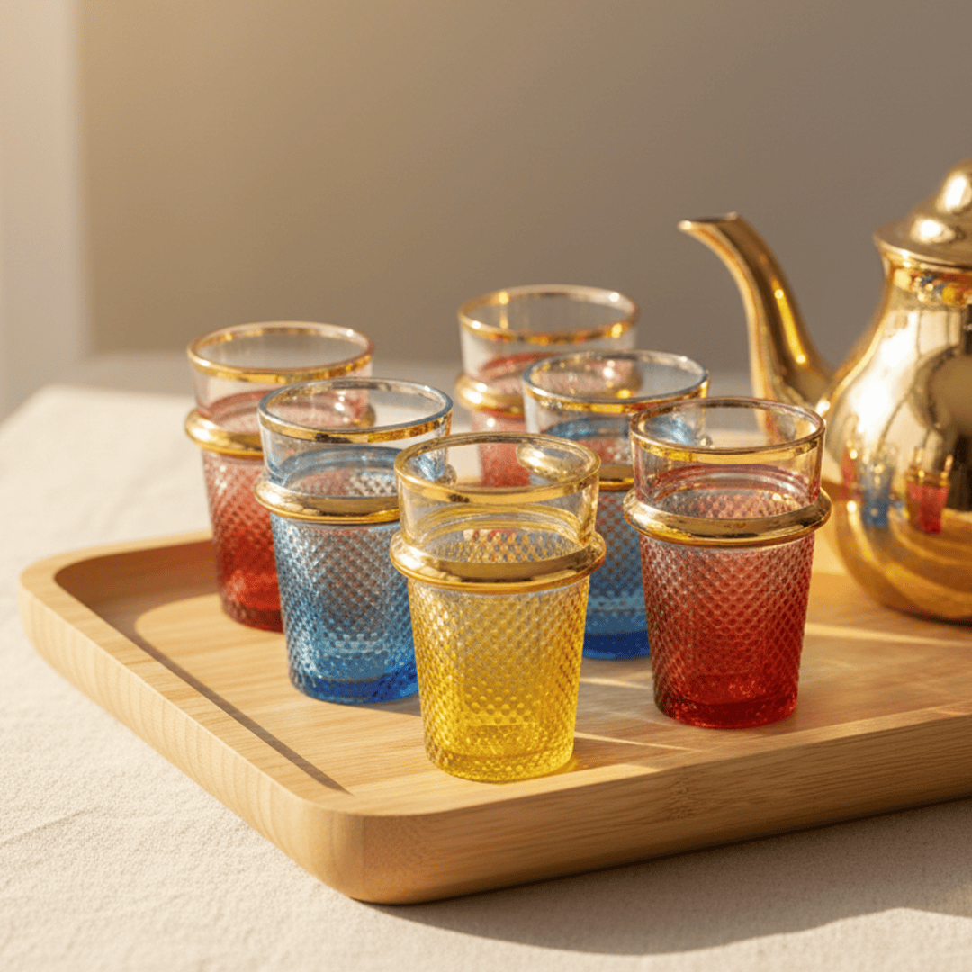 Alpha55 Set de 12 Verres à Thé Bou9 – Motif Diamant