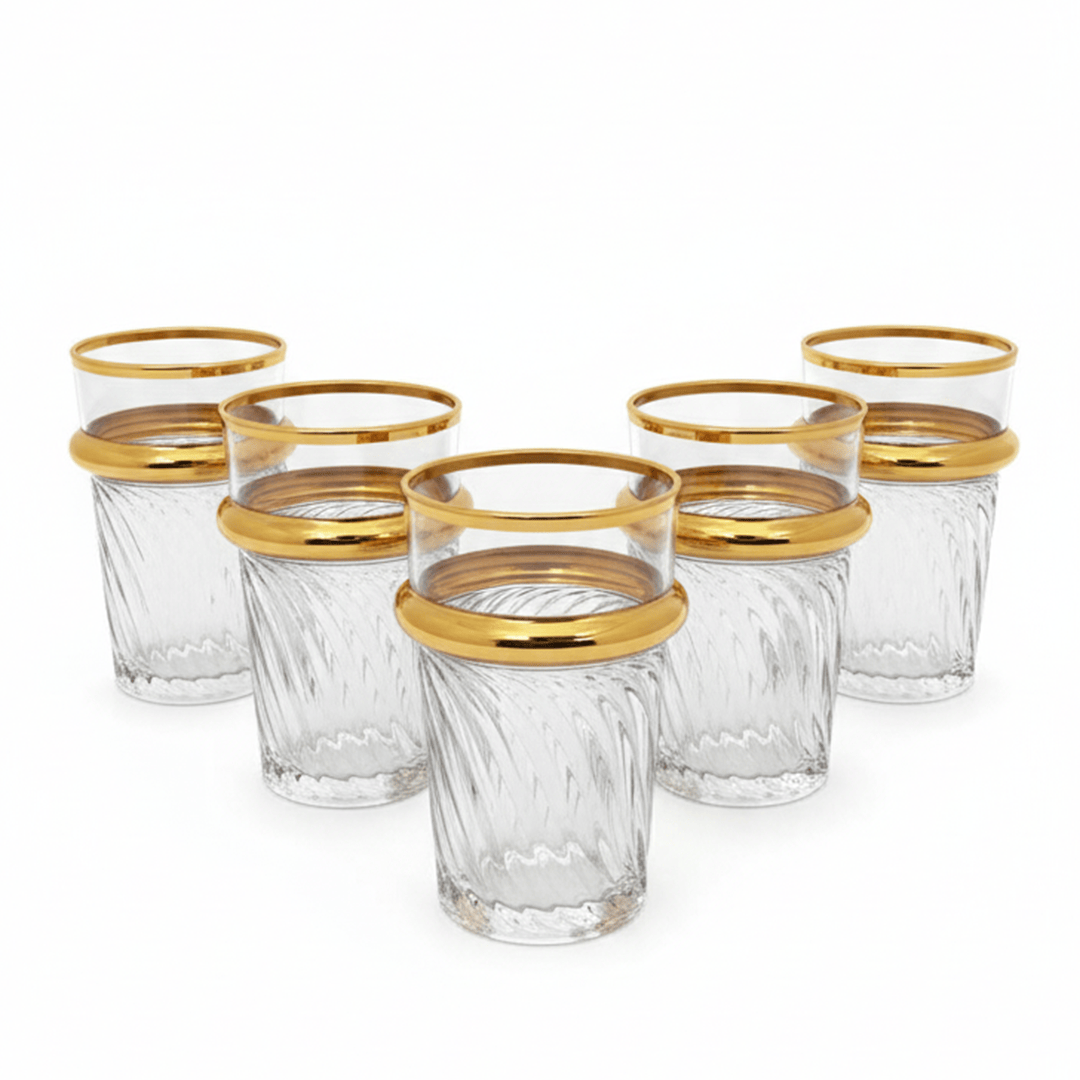 Alpha55 Set de 12 Verres à Thé Bou9 – Motif Ondulé