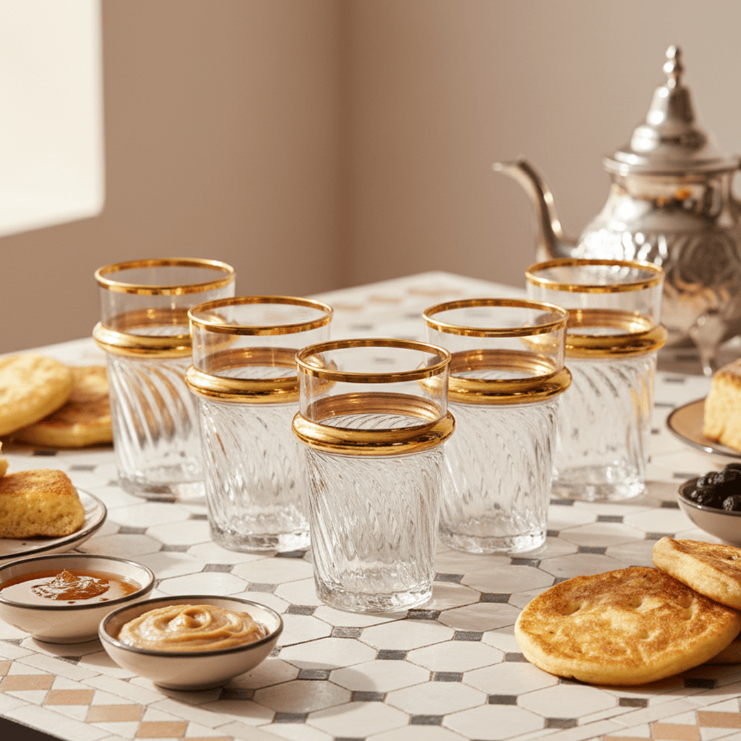 Alpha55 Set de 12 Verres à Thé Bou9 – Motif Ondulé