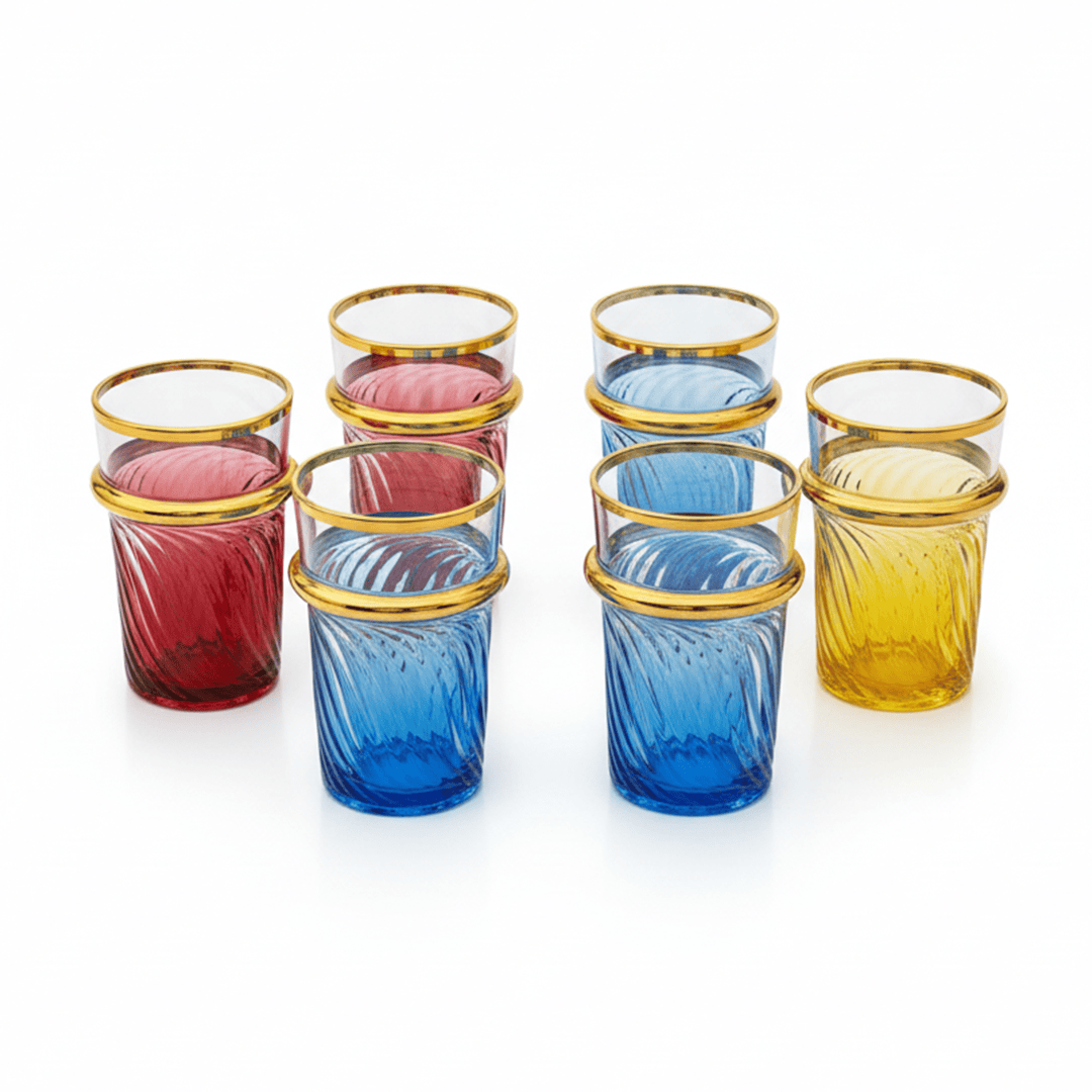 Alpha55 Set de 12 Verres à Thé Bou9 – Motif Ondulé