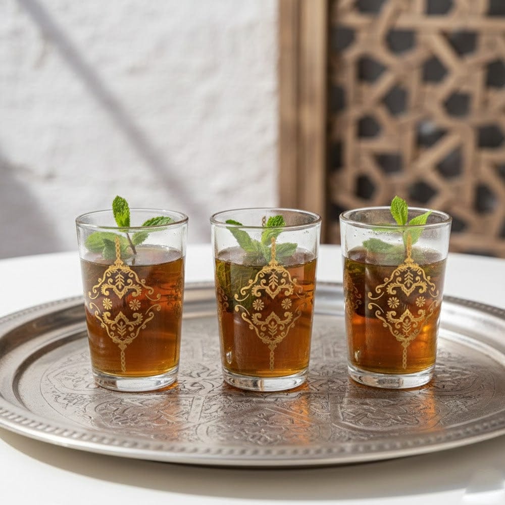 Alpha55 Set de 12 verres à thé Eco Cone 20cl losange doré