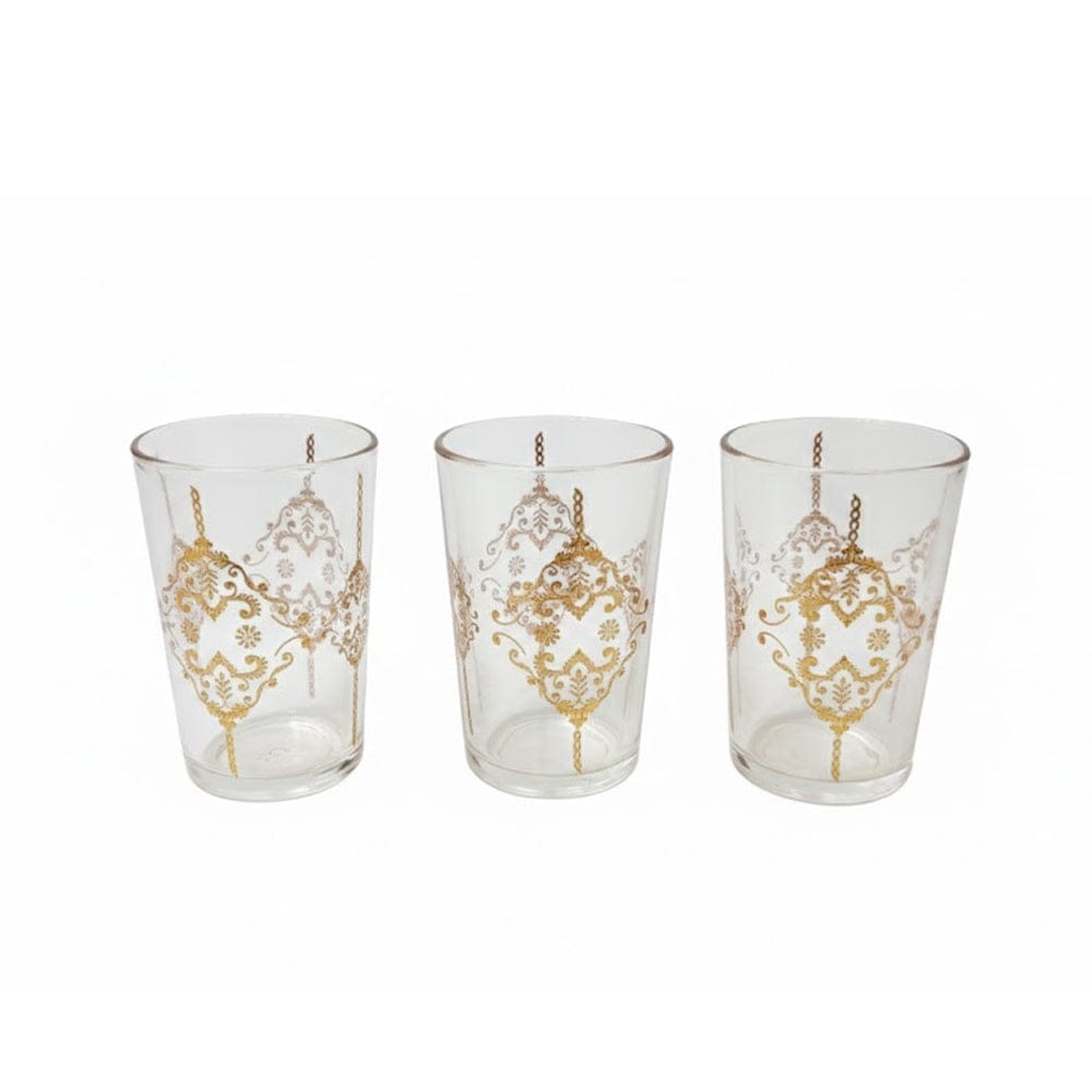 Alpha55 Set de 12 verres à thé Eco Cone 20cl losange doré