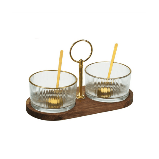 Alpha55 Set de 2 Coupelles sur Plateau avec Cuillères – Chic & Pratique