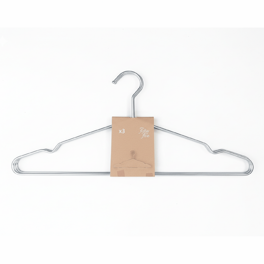 Alpha55 Set de 3 cintres argent en métal – Rangement chic et solide