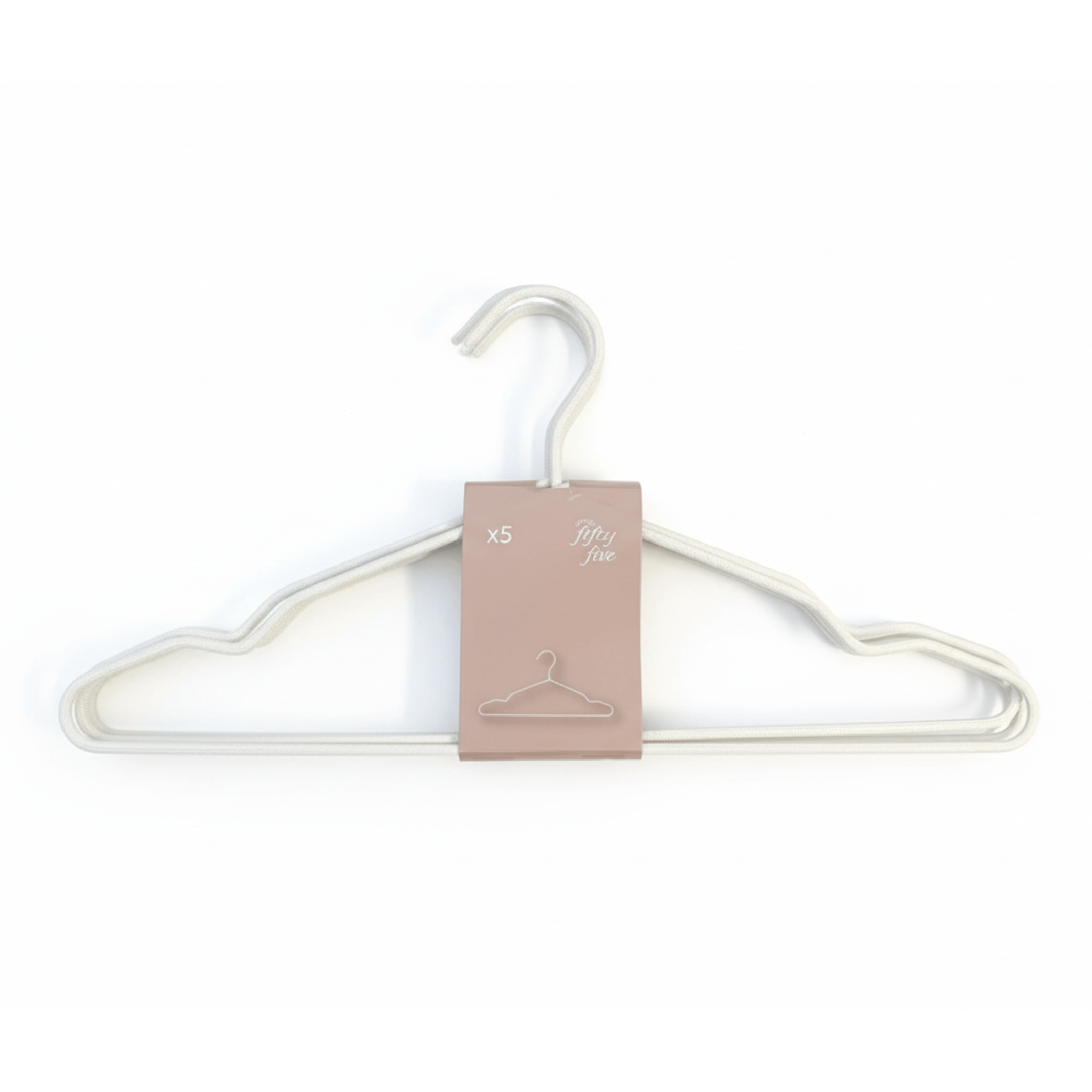 Alpha55 Set de 5 cintres métal et tissu beige – Rangement chic