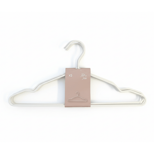 Alpha55 Set de 5 cintres métal et tissu beige – Rangement chic