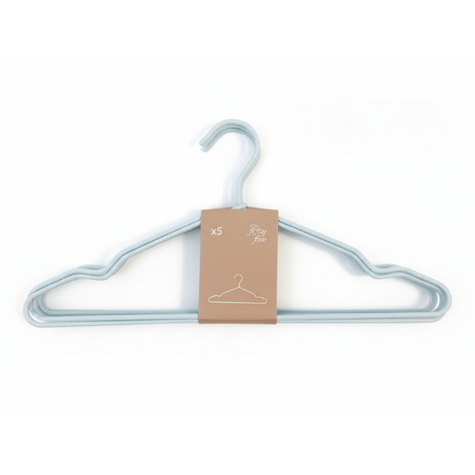 Alpha55 Set de 5 cintres métal et tissu bleu – Rangement élégant