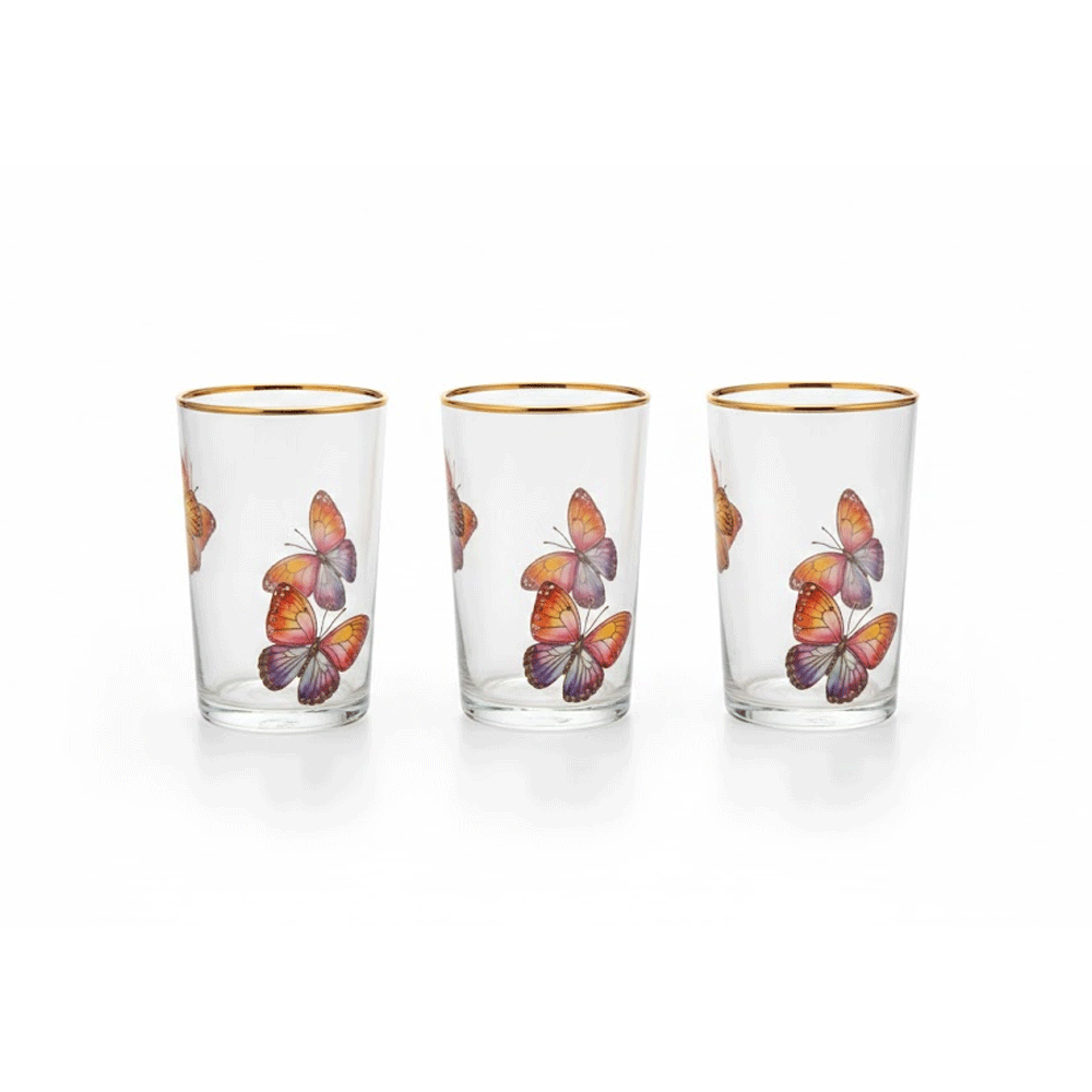 Alpha55 Set de 6 verres à thé 20 cl Papillons