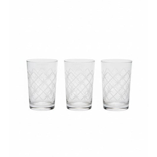 Alpha55 Set de 6 verres à thé gravés cône 20 cl croisillons