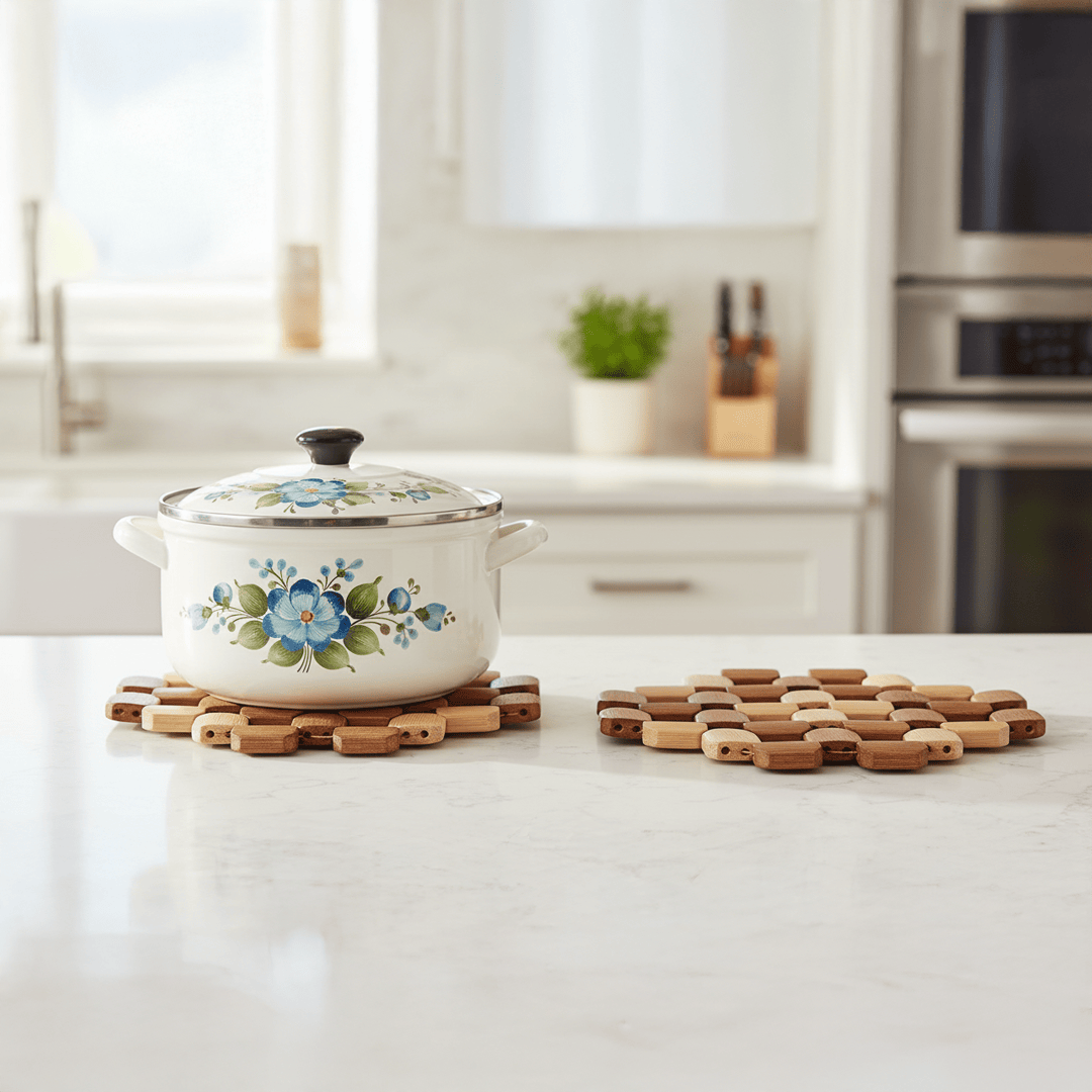 Alpha55 Set de Table Bambou Octogonaux 20 cm – Naturel