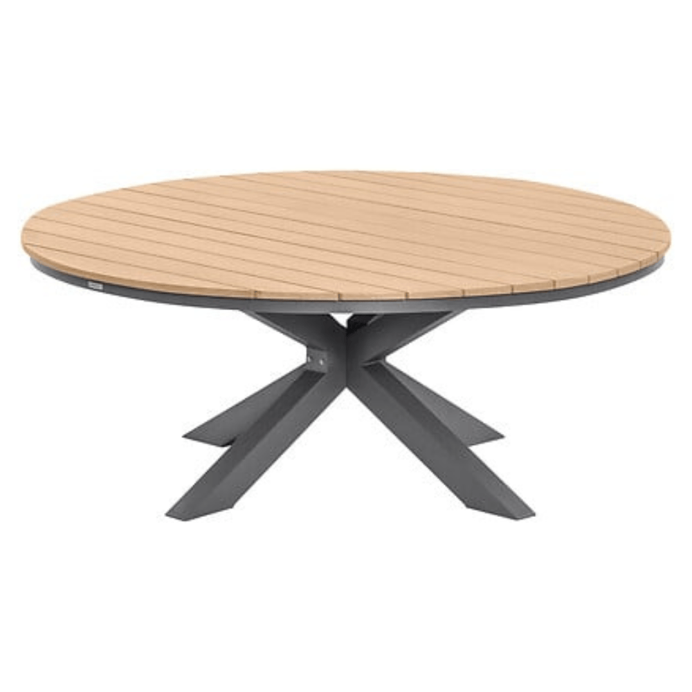 Alpha55 Table ronde Oraclion 12 places en aluminium effet bois noix graphite