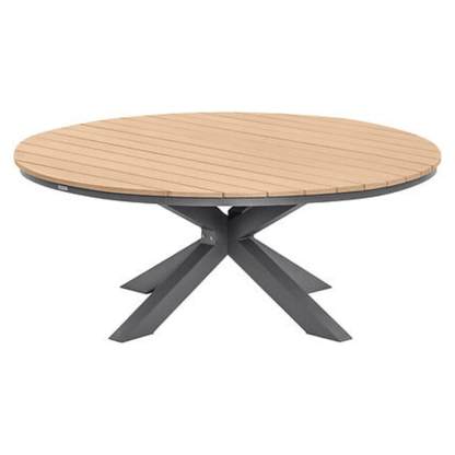 Alpha55 Table ronde Oraclion 12 places en aluminium effet bois noix graphite