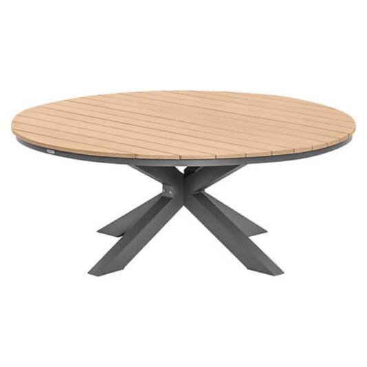 Alpha55 Table ronde Oraclion 12 places en aluminium effet bois noix graphite