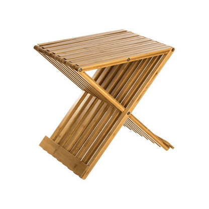 Alpha55 Tabouret salle de bain pliant bambou naturel