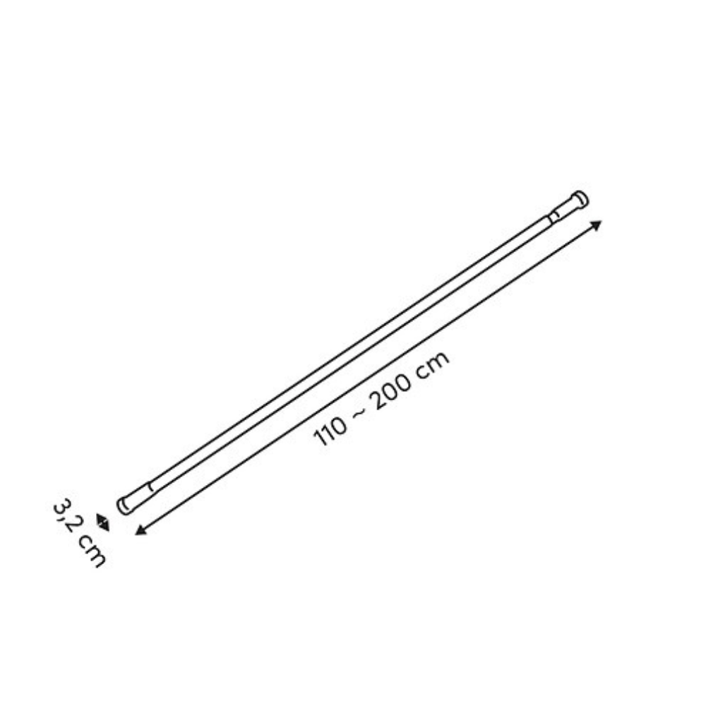 Alpha55 Tringle de Douche Extensible 110 à 200 cm Noire