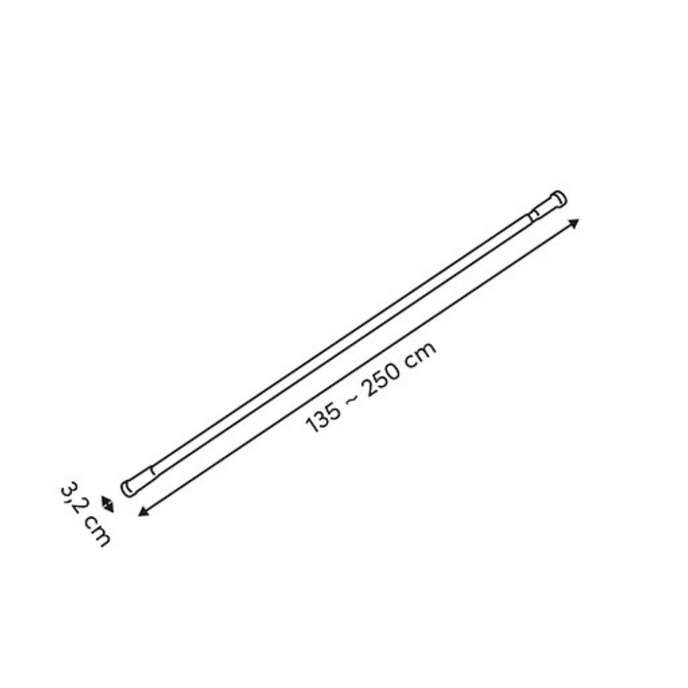 Alpha55 Tringle de douche extensible 135-250 cm noir