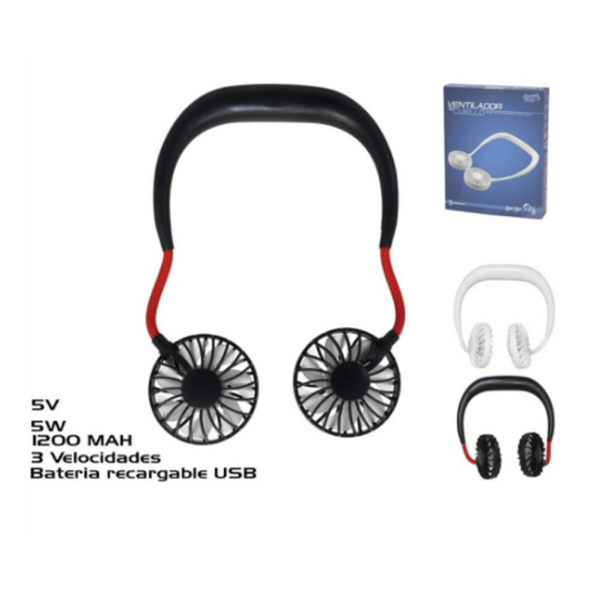 Alpha55 Ventilateur de cou USB 1200mAh rechargeable portable
