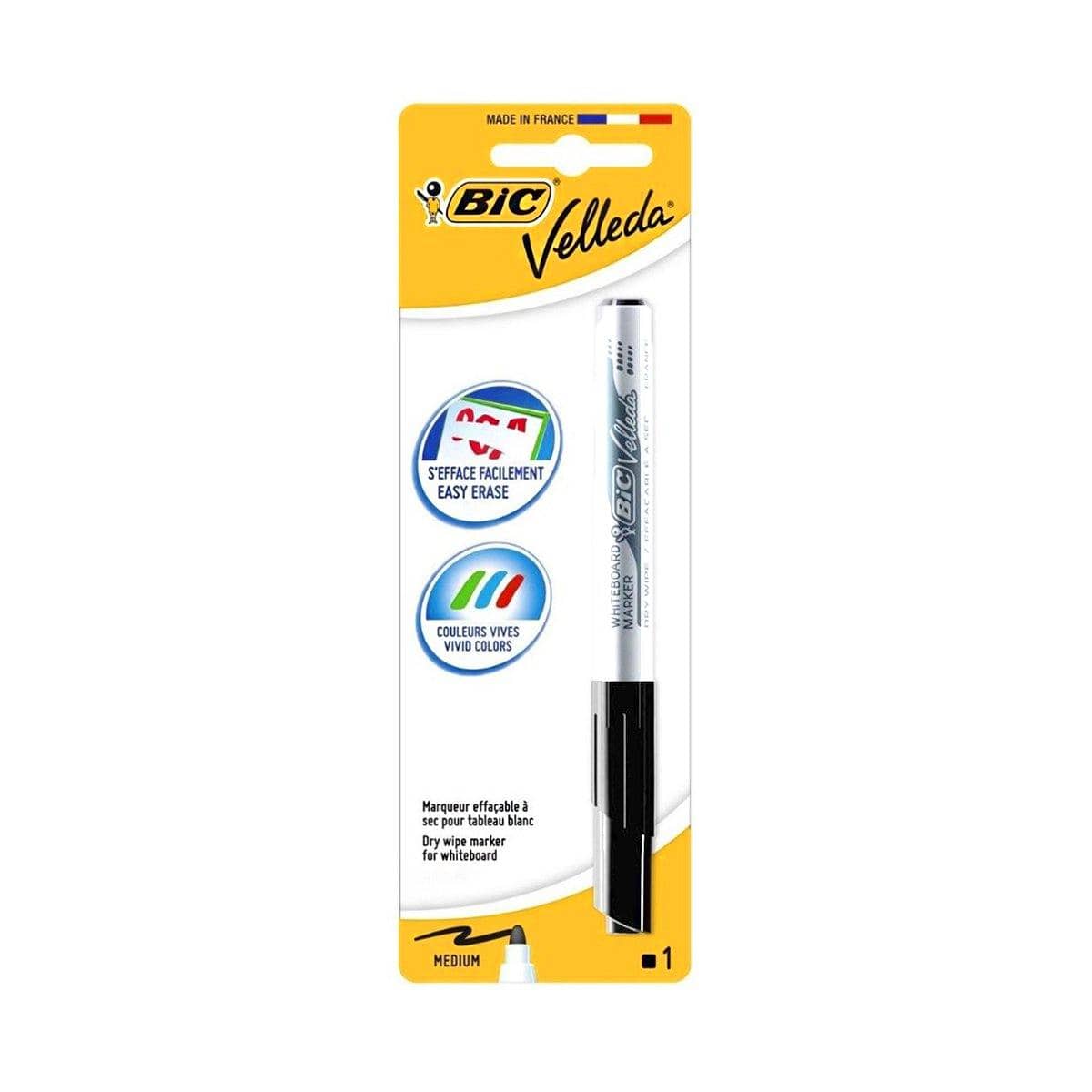 BIC Blister d'1 feutre effaçable Velleda, pointe moyenne