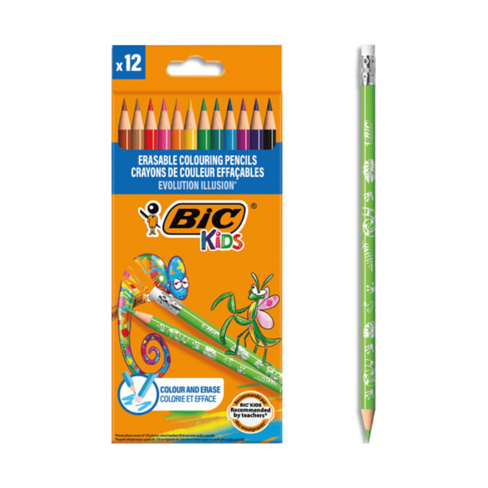 BIC Etui de 12 crayons de couleur effaçables  Evolution Illusion de BIC Kids