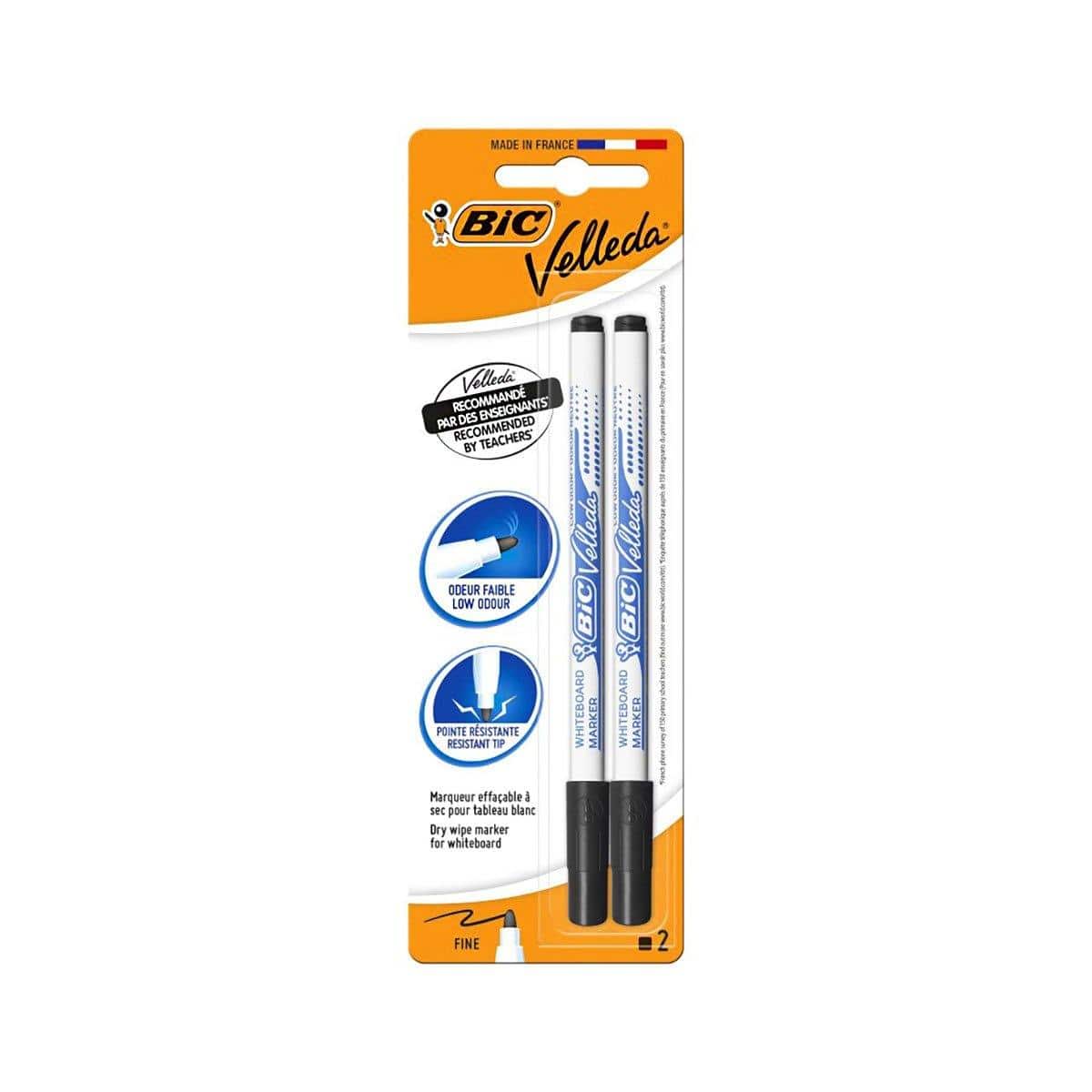 BIC Lot de 2 feutres effaçables Velleda, pointe fine, de BIC