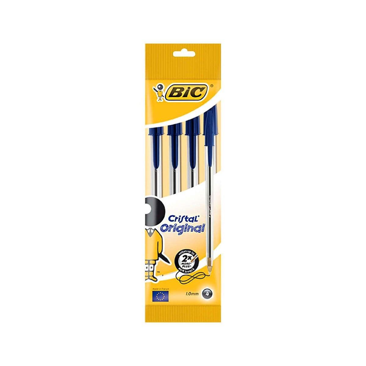 BIC Lot de 4 stylos à bille Cristal Original de BIC, 3 modèles