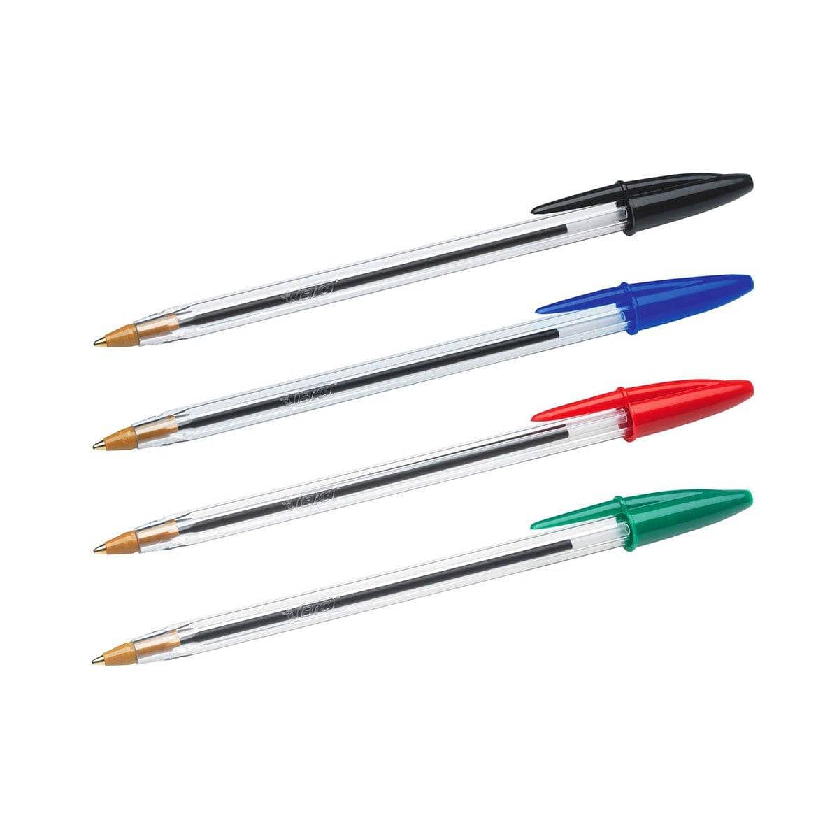 BIC Lot de 4 stylos à bille Cristal Original de BIC, 3 modèles