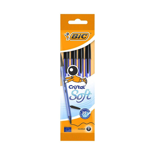 BIC Lot de 4 stylos à bille Cristal Soft de BIC, 3 modèles