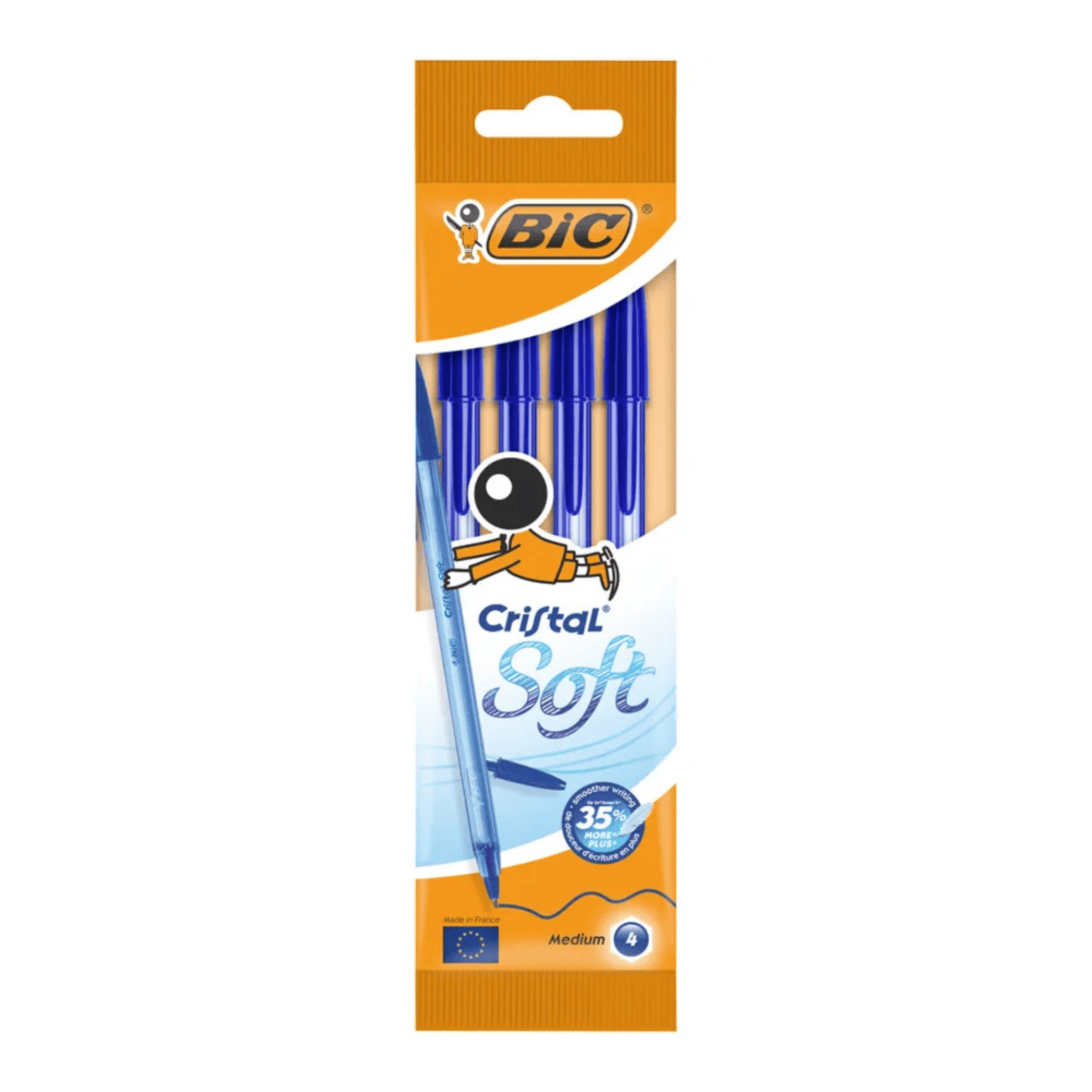 BIC Lot de 4 Stylos Bille Cristal Soft BIC