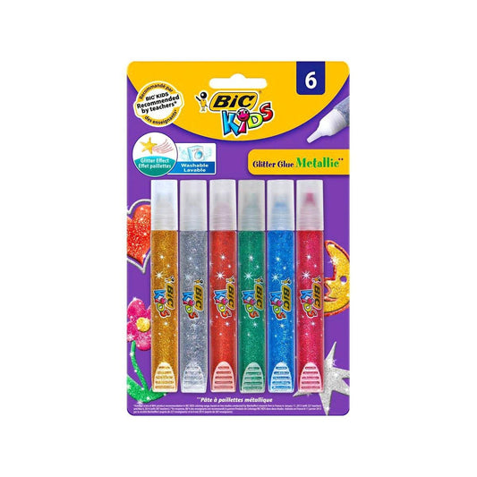 BIC Lot de 6 tubes de colle pailletée BIC