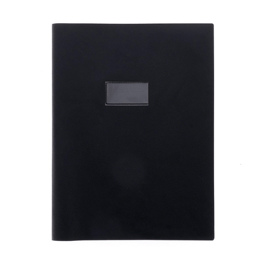 Protège-Cahier Grain Cuir Noir A4 22/100 — Alpha 55 Maroc