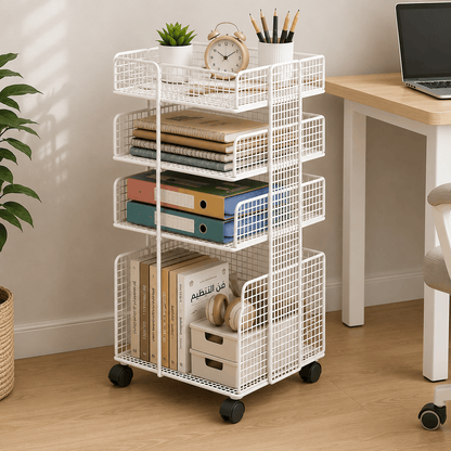Chariot de Rangement Metal 4 Niveaux a Roulettes 32 x 28 x 58 cm