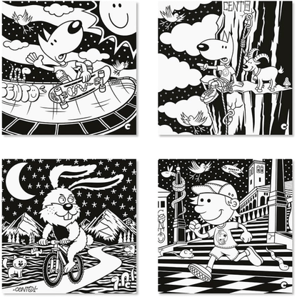 CLAIREFONTAINE Carioca Lot de 4 Illustrations de Coloriage en Velours – Thème Sports