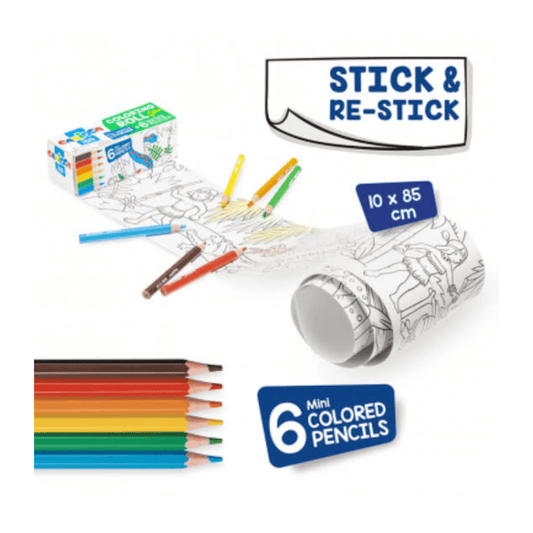 CLAIREFONTAINE Carioca Mini Rouleau Dessin Jungle avec 6 Crayons de Couleur