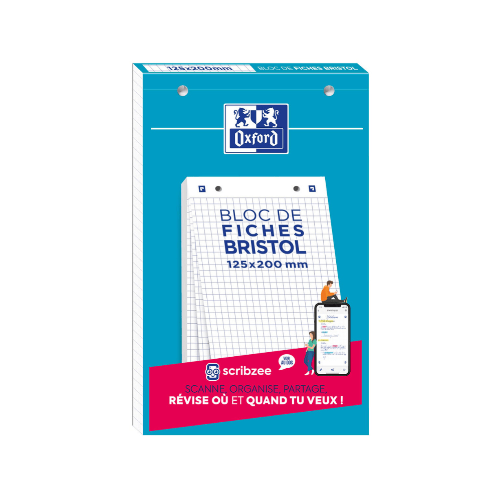CLAIREFONTAINE Fiches Bristol Oxford Perforées 12,5x20 cm 30 Feuilles