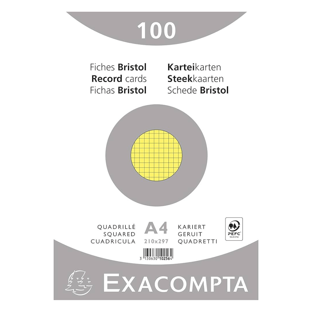 EXACOMPTA Fiches Exacompta A4 Jaunes – Support de Notes et Classement