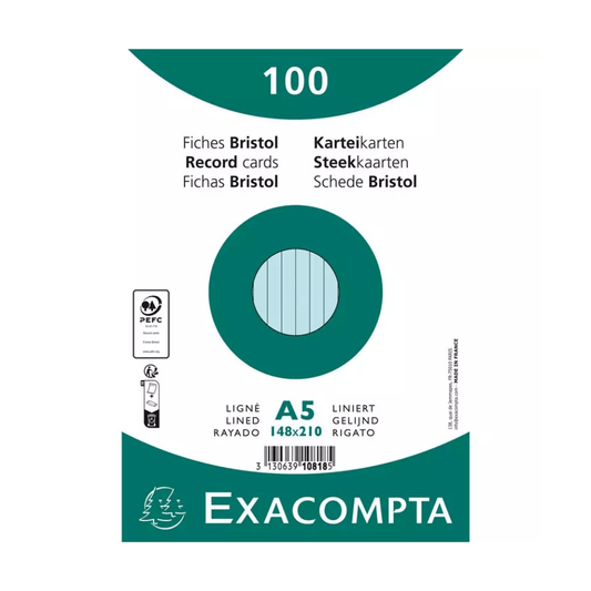 Fiches Exacompta A5 Bleues – Support de Notes et Révisions — Alpha 55 Maroc