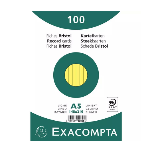 Fiches Exacompta A5 Jaunes – Support de Notes et Révisions — Alpha 55 Maroc